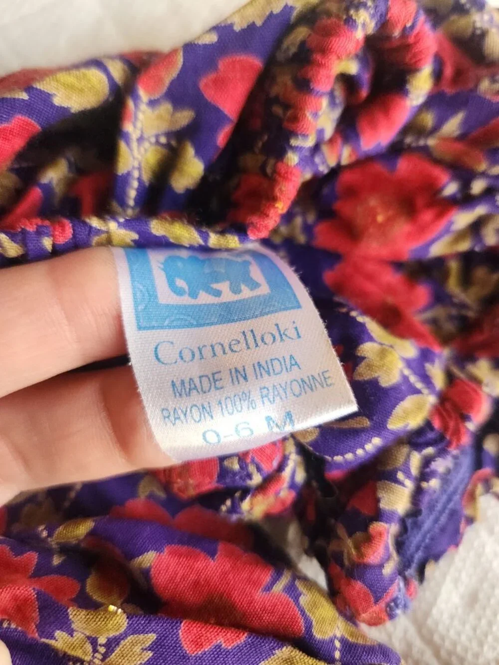 Vintage Baby Girl 0-6M Blue Floral Smocked Long Sleeve Cottagecore Dress